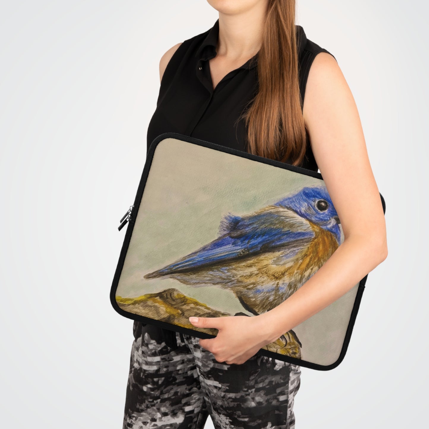 "Blue Bird Project" Laptop Sleeve - Watercolor Bird Art Tech Case