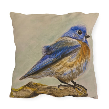 "Blue Bird Project" Throw Pillow - Watercolor Bird Art Cushion