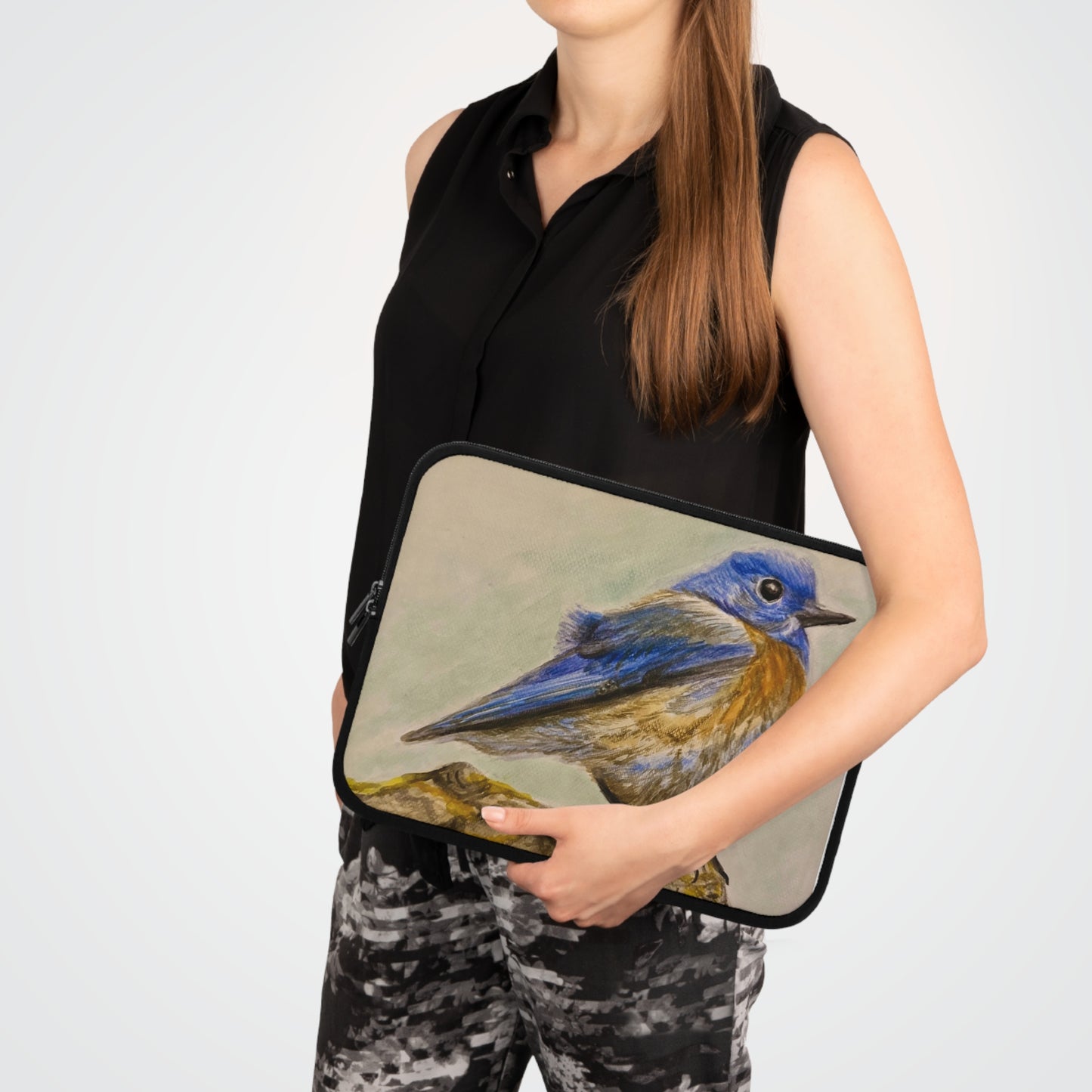 "Blue Bird Project" Laptop Sleeve - Watercolor Bird Art Tech Case
