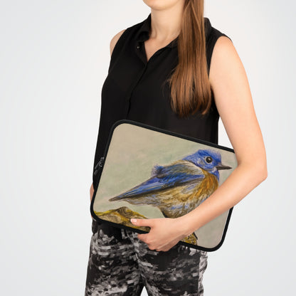 "Blue Bird Project" Laptop Sleeve - Watercolor Bird Art Tech Case