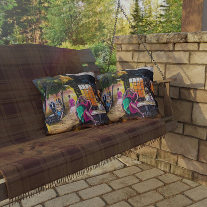 "Bistro" Throw Pillow - Urban Café Scene Cushion