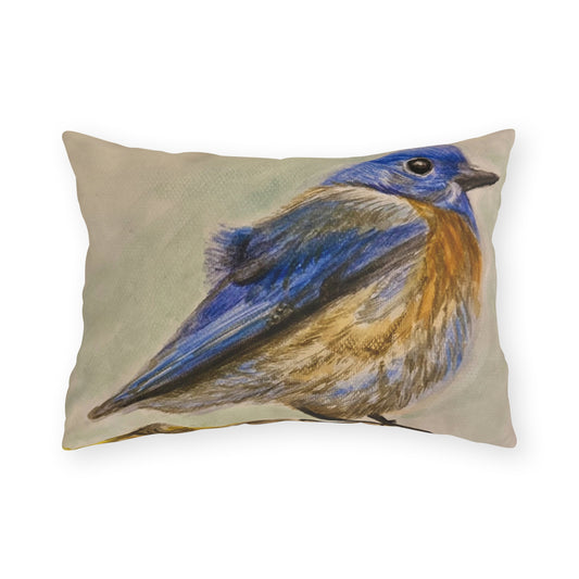 "Blue Bird Project" Throw Pillow - Watercolor Bird Art Cushion