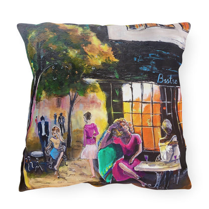 "Bistro" Throw Pillow - Urban Café Scene Cushion