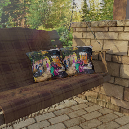 "Bistro" Throw Pillow - Urban Café Scene Cushion