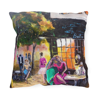 "Bistro" Throw Pillow - Urban Café Scene Cushion