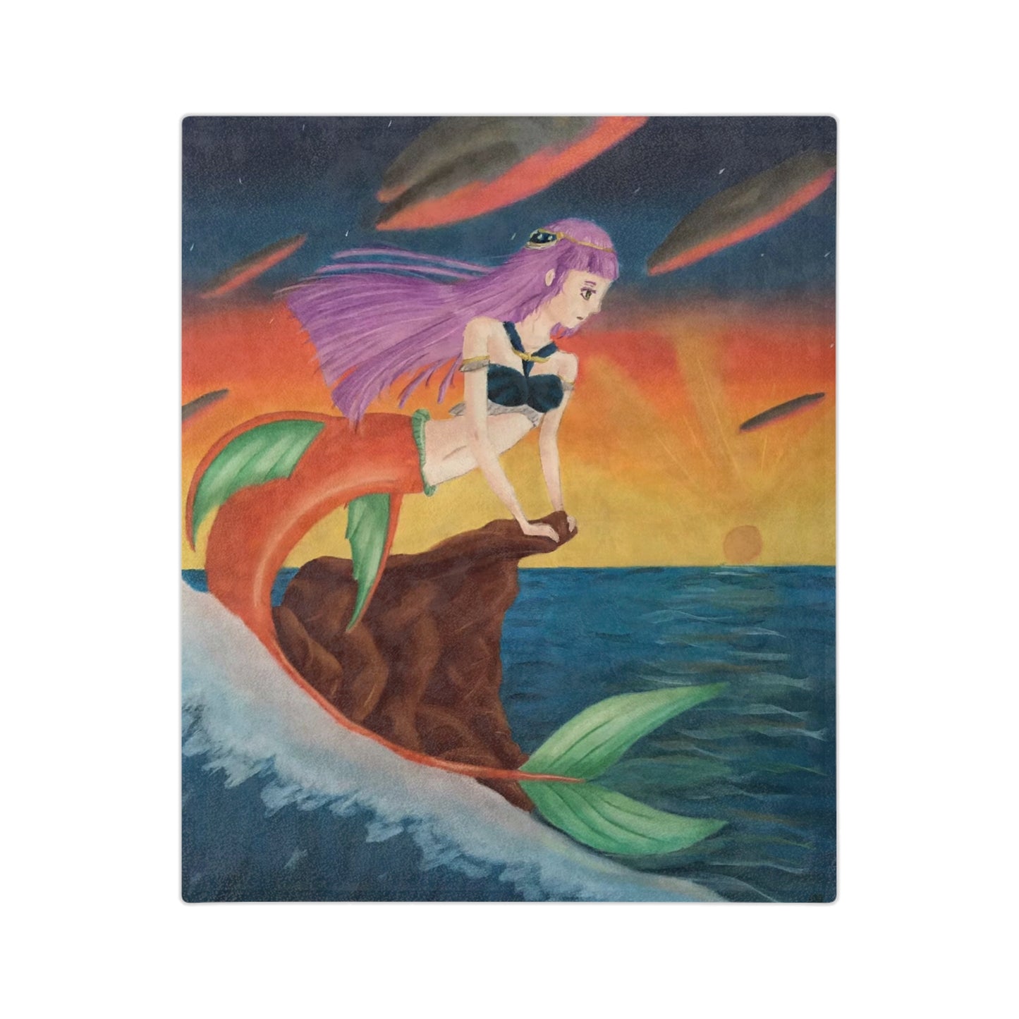 “Mermaid Series 1 – Asteria” Velveteen Microfiber Blanket
