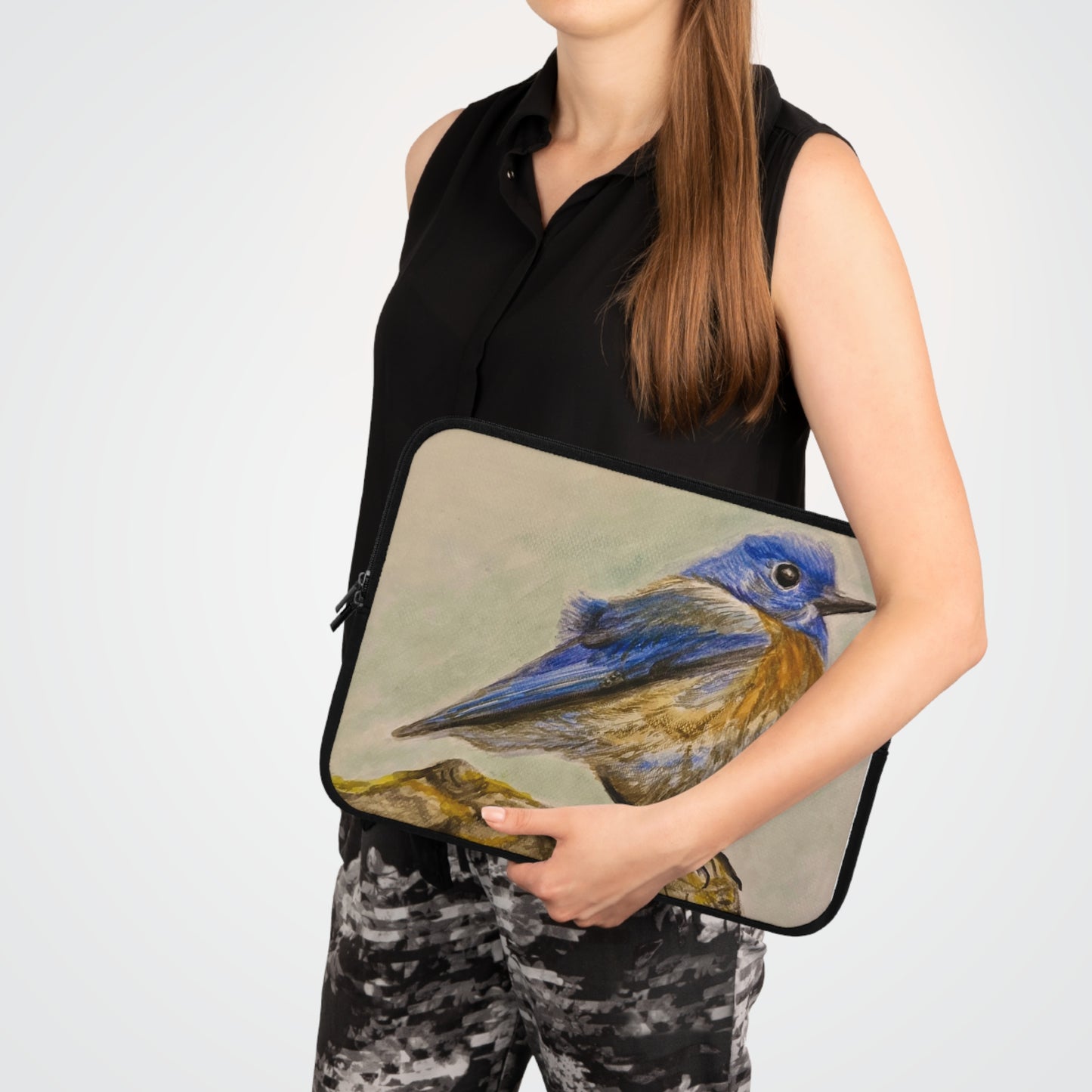 "Blue Bird Project" Laptop Sleeve - Watercolor Bird Art Tech Case