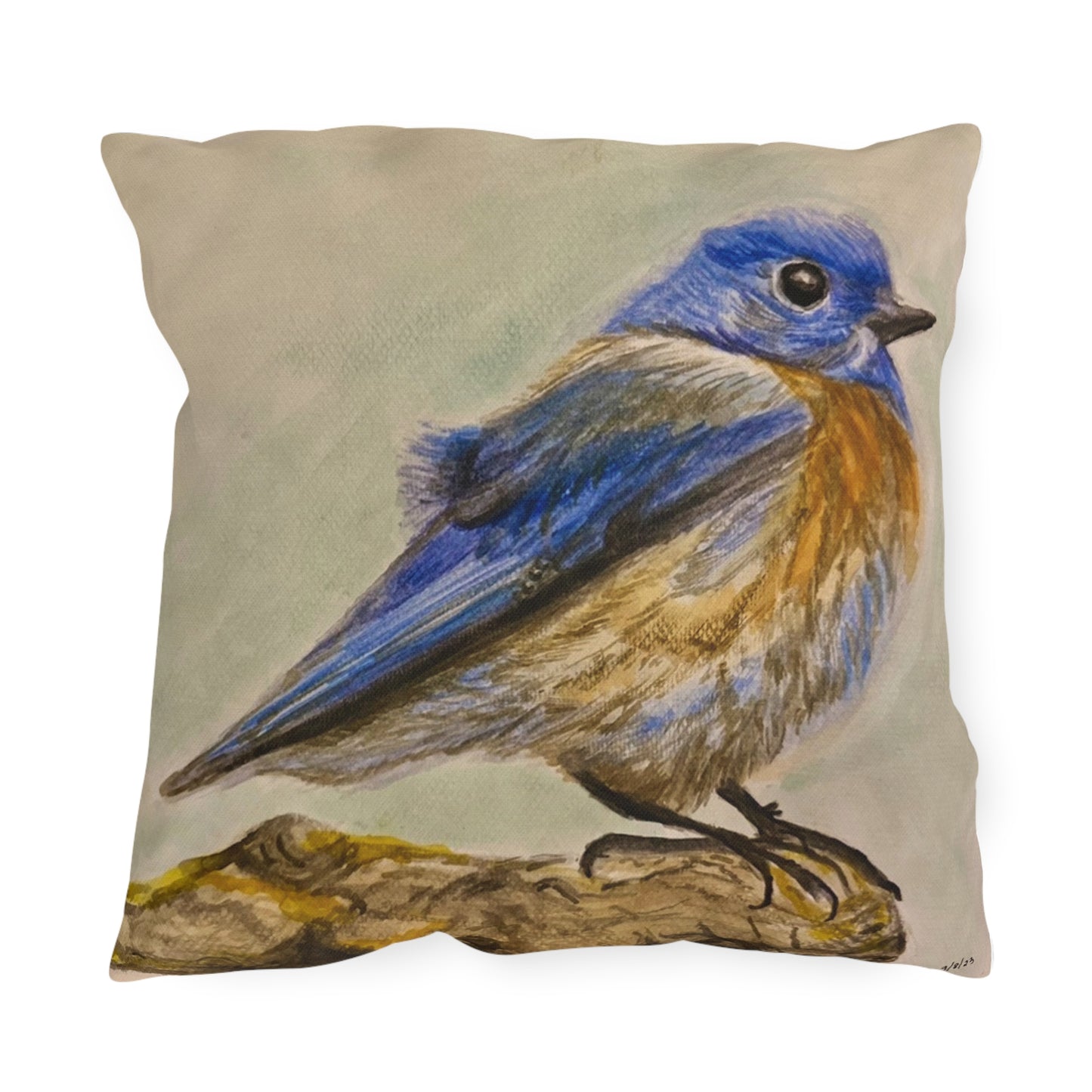 "Blue Bird Project" Throw Pillow - Watercolor Bird Art Cushion