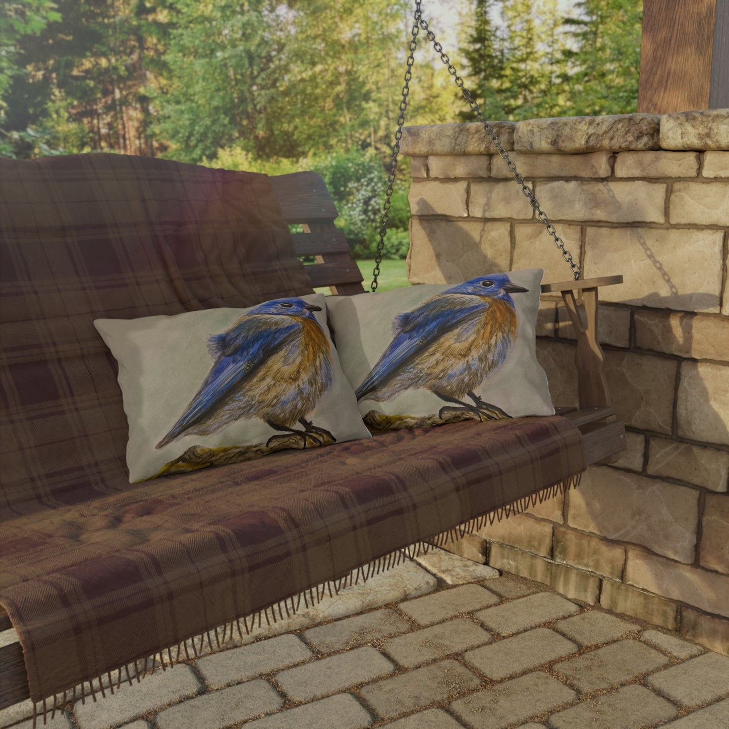 "Blue Bird Project" Throw Pillow - Watercolor Bird Art Cushion