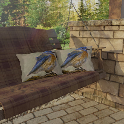 "Blue Bird Project" Throw Pillow - Watercolor Bird Art Cushion