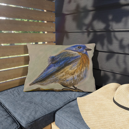 "Blue Bird Project" Throw Pillow - Watercolor Bird Art Cushion