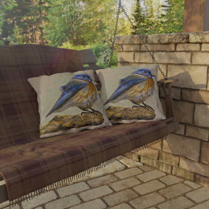 "Blue Bird Project" Throw Pillow - Watercolor Bird Art Cushion
