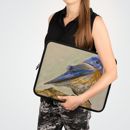 "Blue Bird Project" Laptop Sleeve - Watercolor Bird Art Tech Case