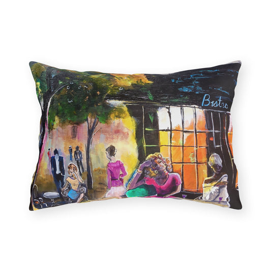 "Bistro" Throw Pillow - Urban Café Scene Cushion