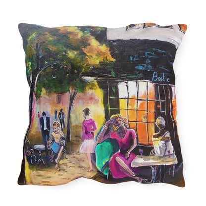 "Bistro" Throw Pillow - Urban Café Scene Cushion