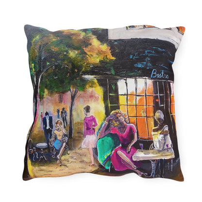 "Bistro" Throw Pillow - Urban Café Scene Cushion