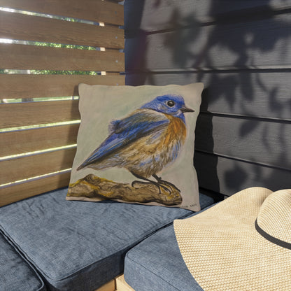"Blue Bird Project" Throw Pillow - Watercolor Bird Art Cushion